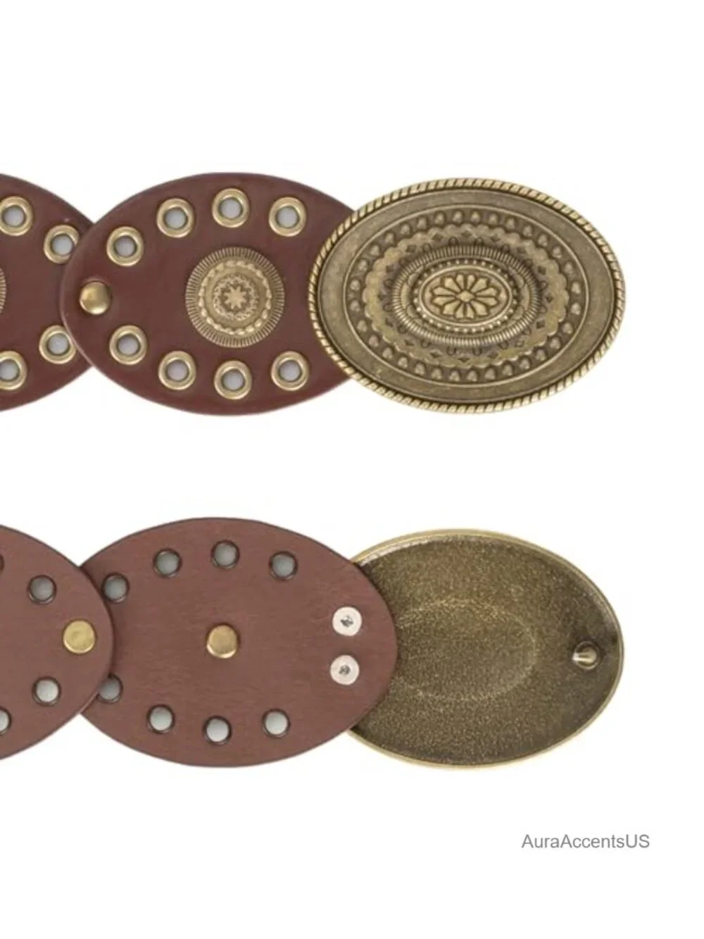 Western PU Leather Concho Cowgirl Belt Hollow Out Round Disc Belts for Jeans